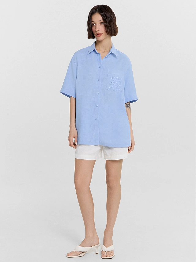 Рубашка женская голубая - 3