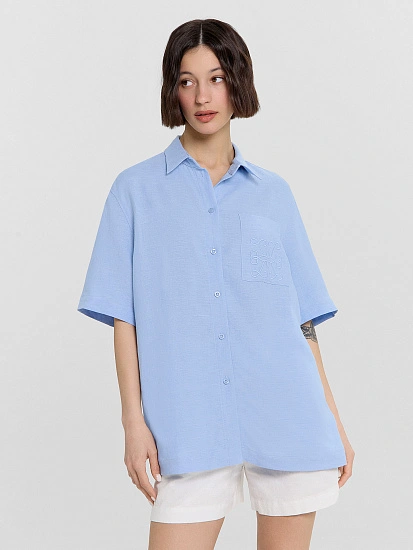 картинка Рубашка женская голубая  от магазина стильной одежды Mark Formelle