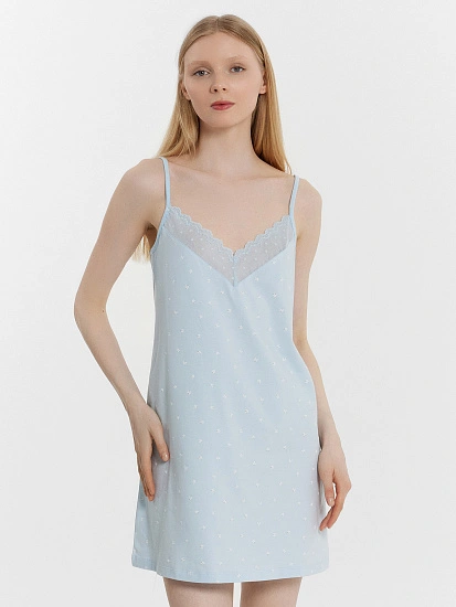 картинка Сорочка ночная женская голубая с цветочным принтом от магазина стильной одежды Mark Formelle