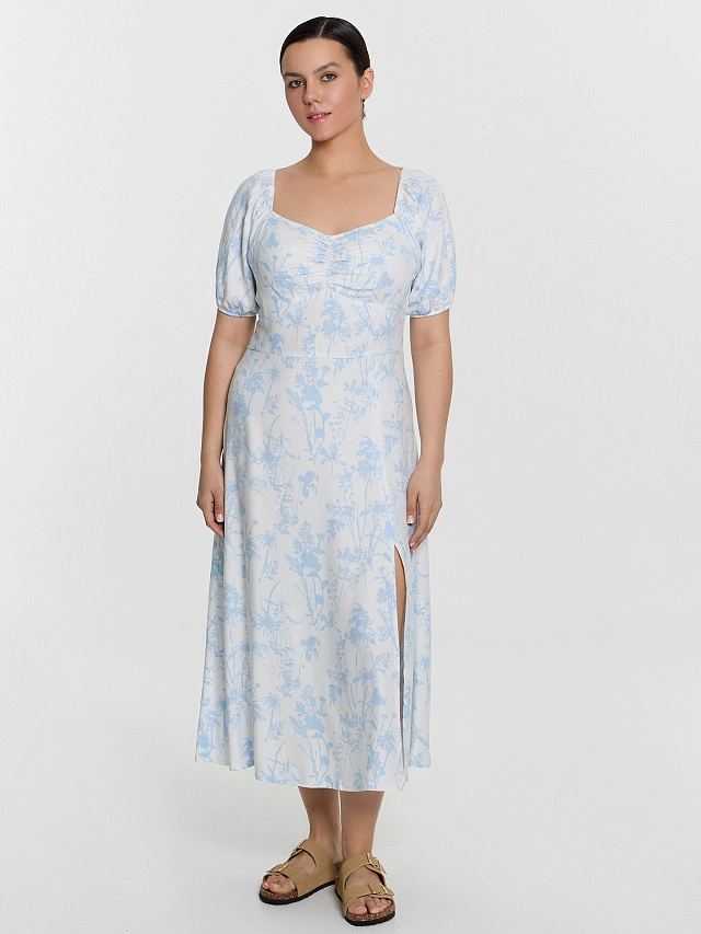 Платье женское белое с цветочным принтом - 3