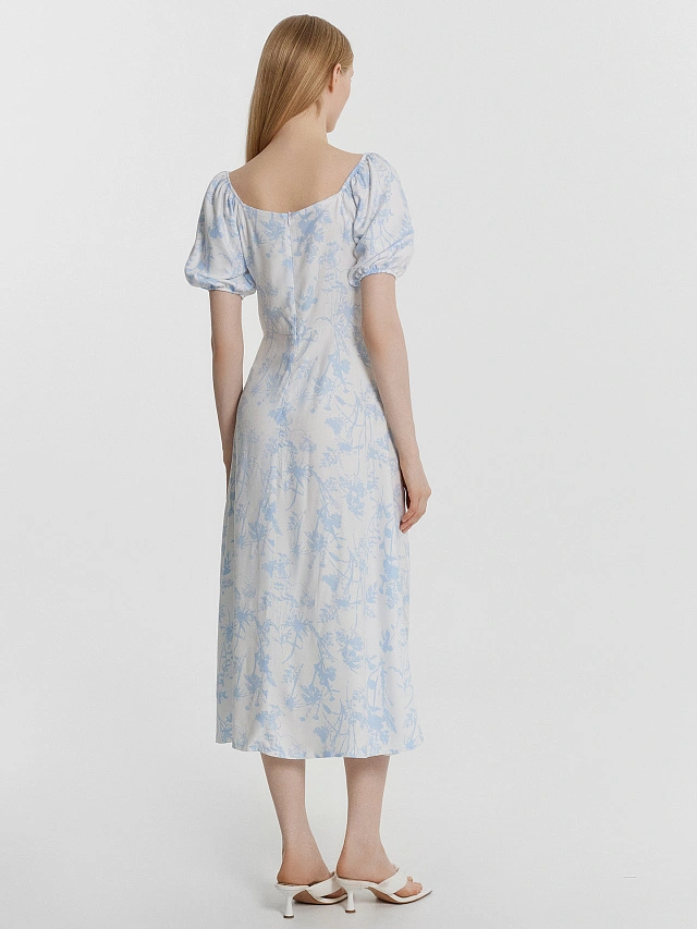 Платье женское белое с цветочным принтом - 4