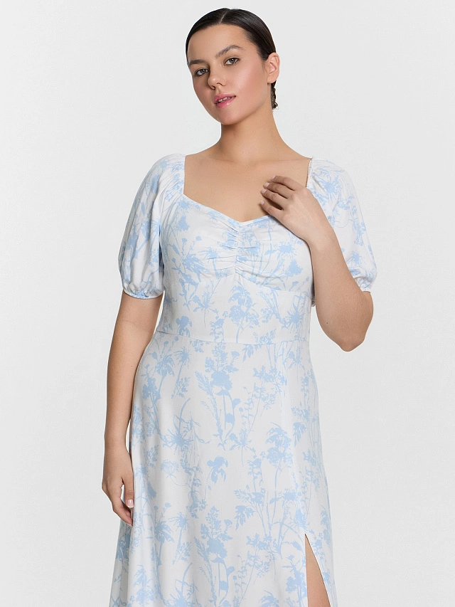 Платье женское белое с цветочным принтом - 6