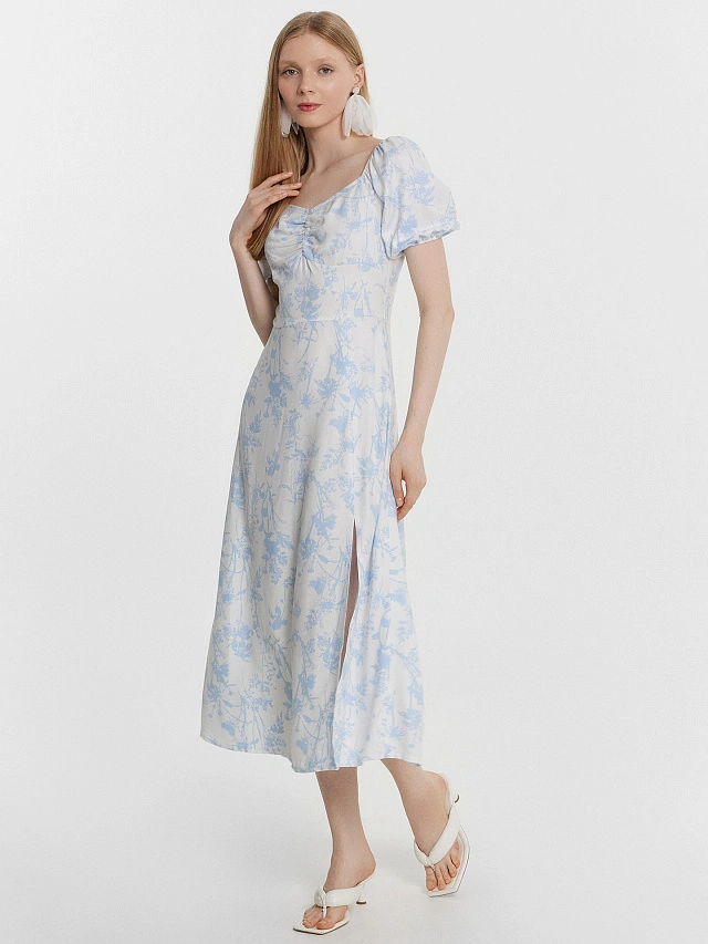 Платье женское белое с цветочным принтом - 8