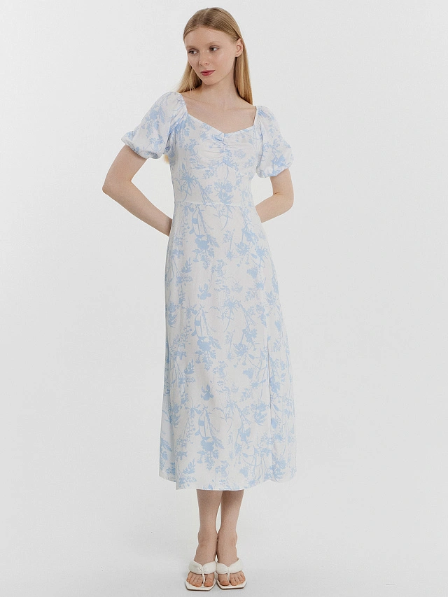 Платье женское белое с цветочным принтом - 2