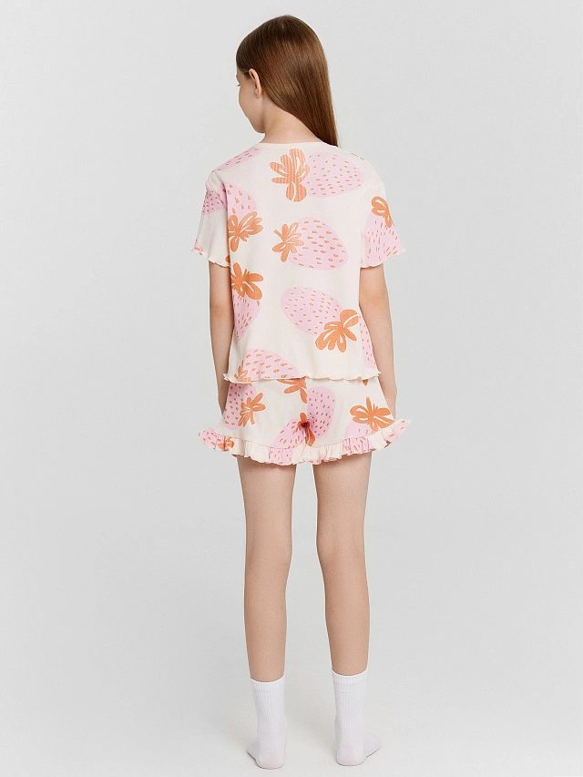 Комплект домашний для девочек розовый с принтом - 2