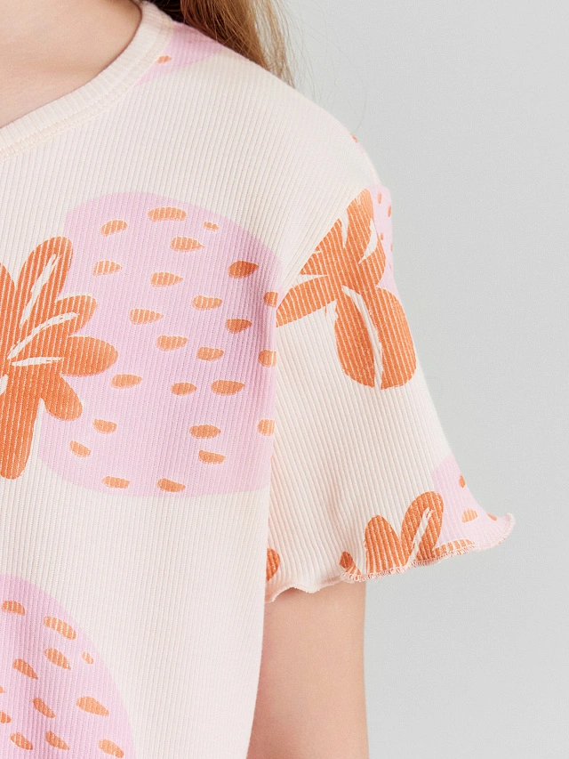 Комплект домашний для девочек розовый с принтом - 6