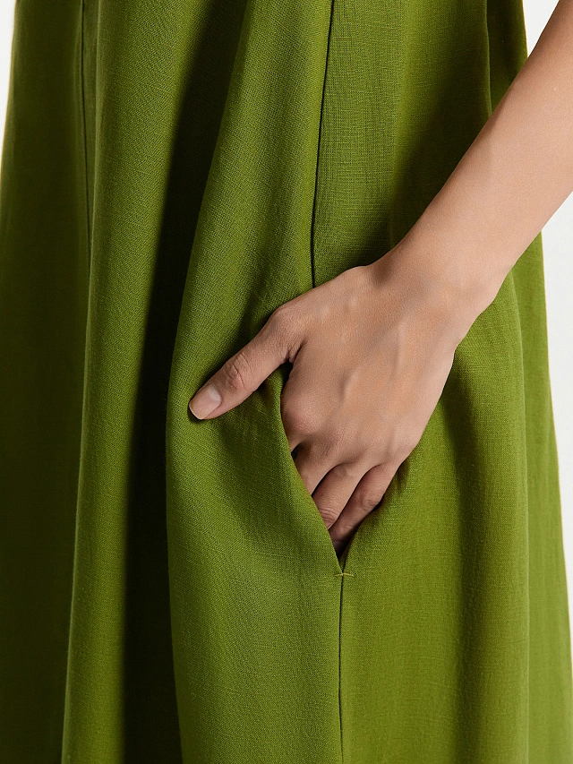 Платье женское зеленое с бантами на спинке - 6