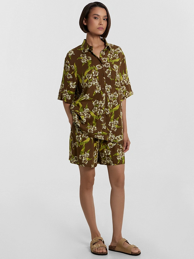 Шорты женские коричневые с принтом - 3