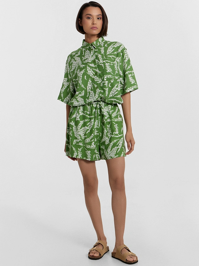 Шорты женские зеленые с принтом - 3