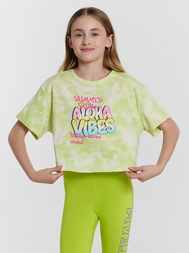 Футболка для девочек с надписью "Aloha vibes" - 2