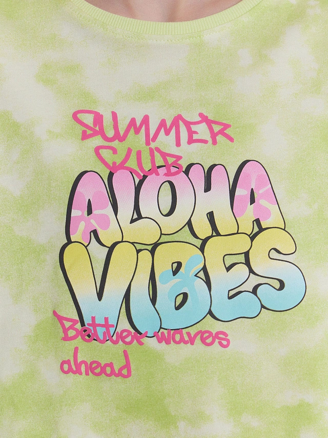 Футболка для девочек с надписью "Aloha vibes" - 5