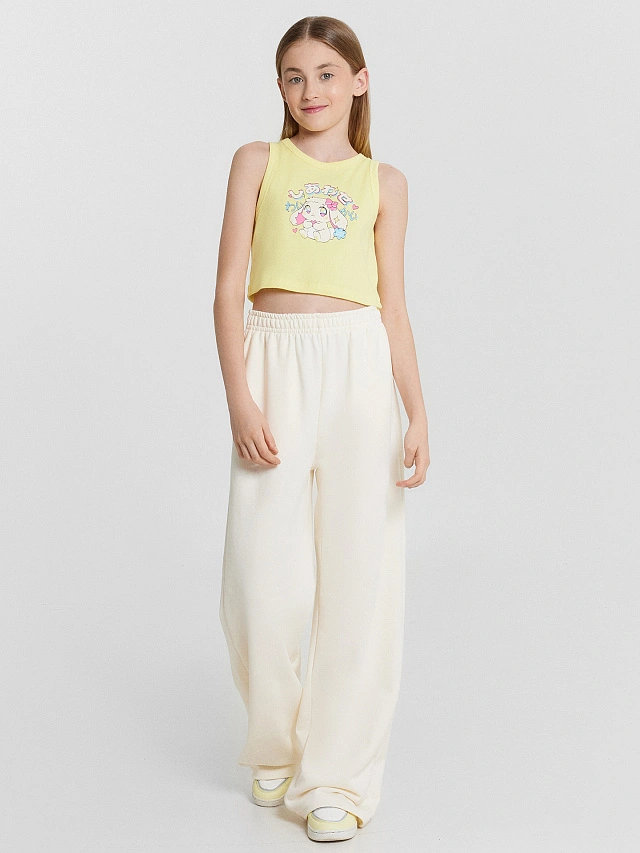 Топ для девочек желтый с принтом - 3