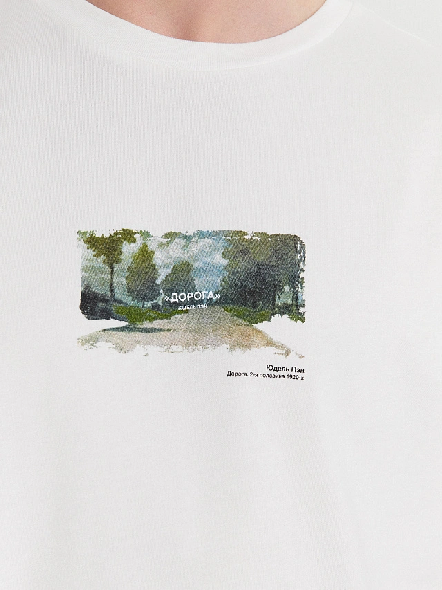 Футболка мужская белая с принтом в виде картины "Дорога, Юдель Пэн" - 6