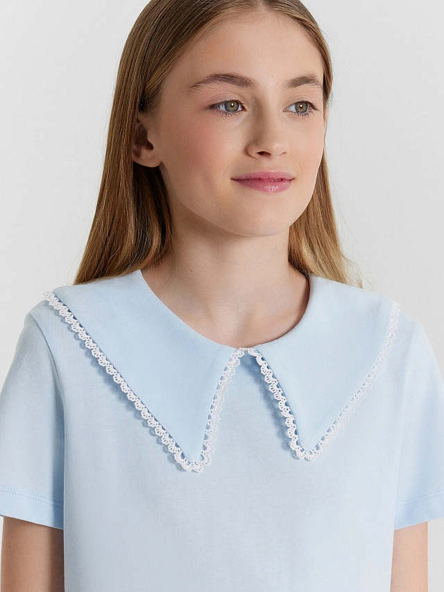 Блузка для девочек голубая - 5