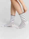 Носки женские высокие белые в полоску