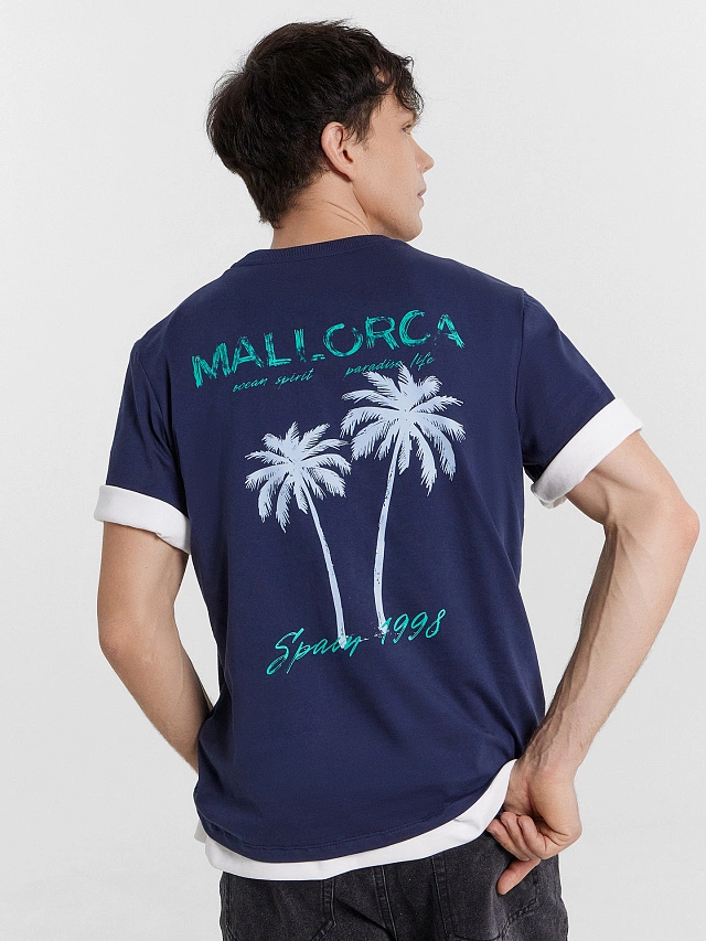 Футболка мужская синяя  с принтом "Mallorca" - 6