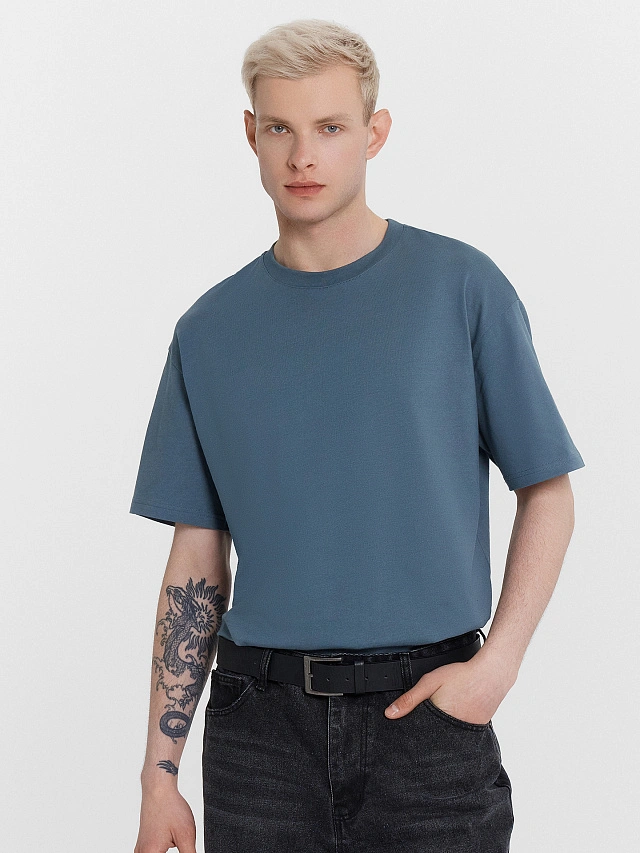 Футболка мужская синяя - 6