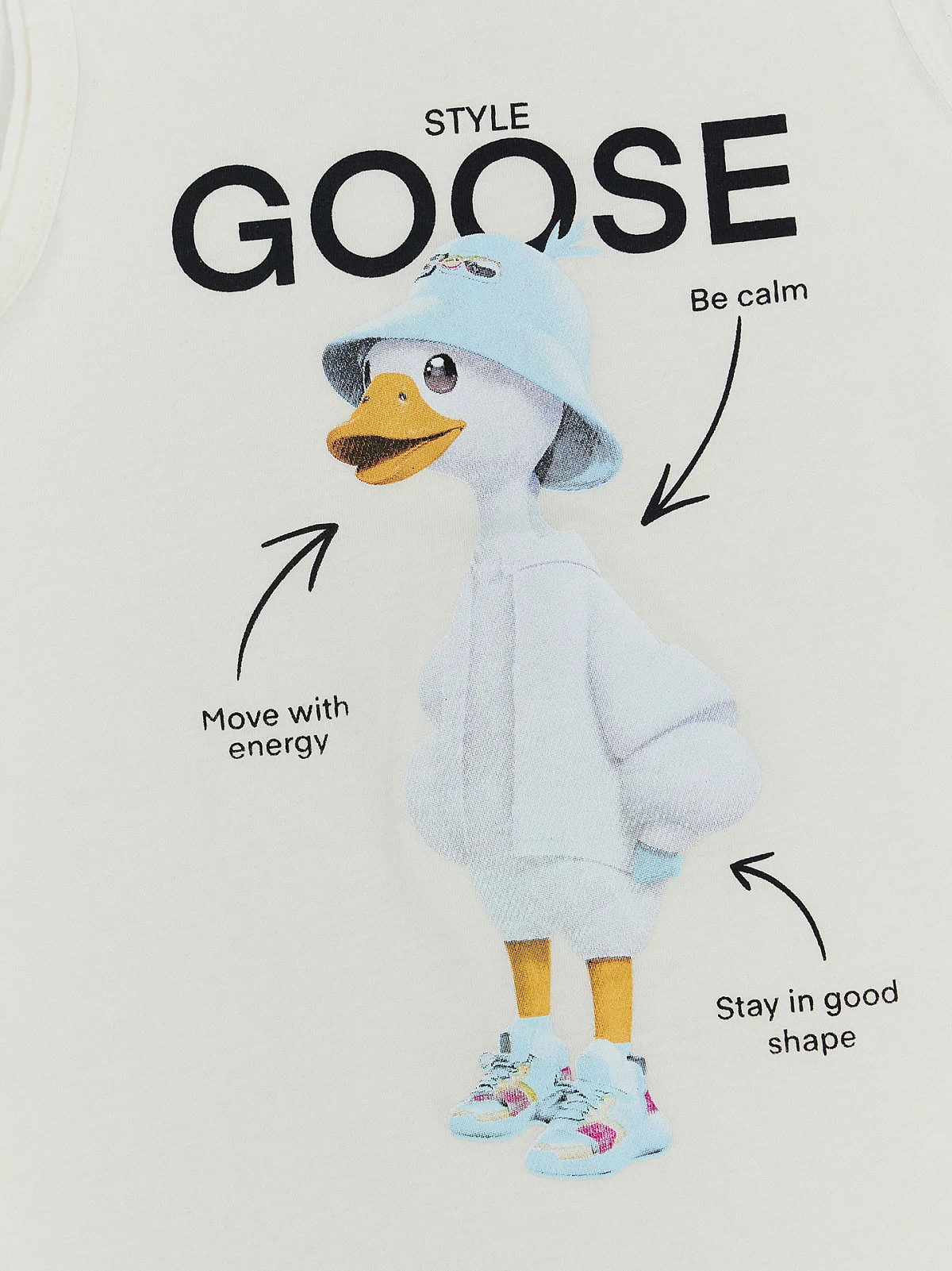 Майка для мальчиков кремовая с принтом и надписью "goose style" - 3