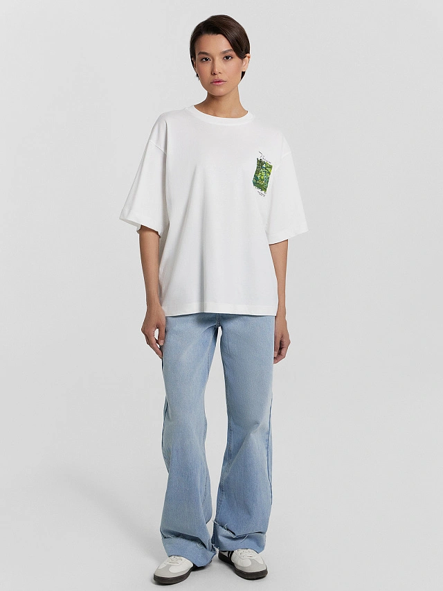 Футболка женская  белая с принтом "Пейзаж, И. Машков" - 4