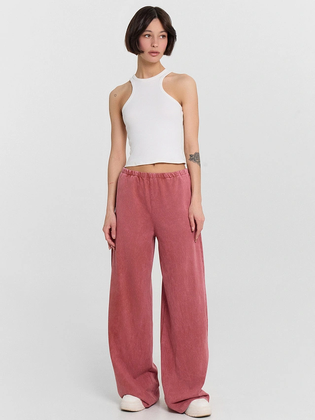 Брюки женские терракотовые с обработкой эйсид - 3