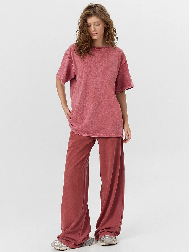 Брюки женские терракотовые с обработкой эйсид - 6