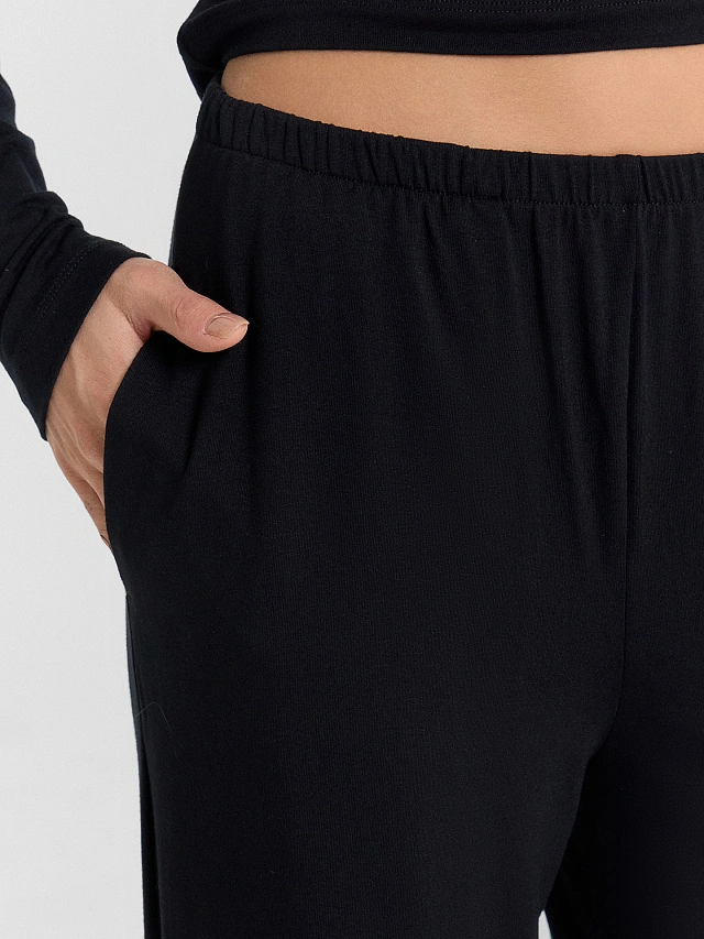 Комплект женский черный: лонгслив и брюки - 7