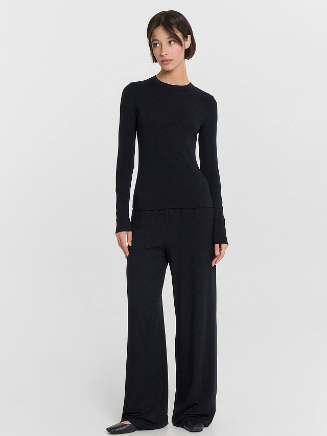 Комплект женский черный: лонгслив и брюки - 8