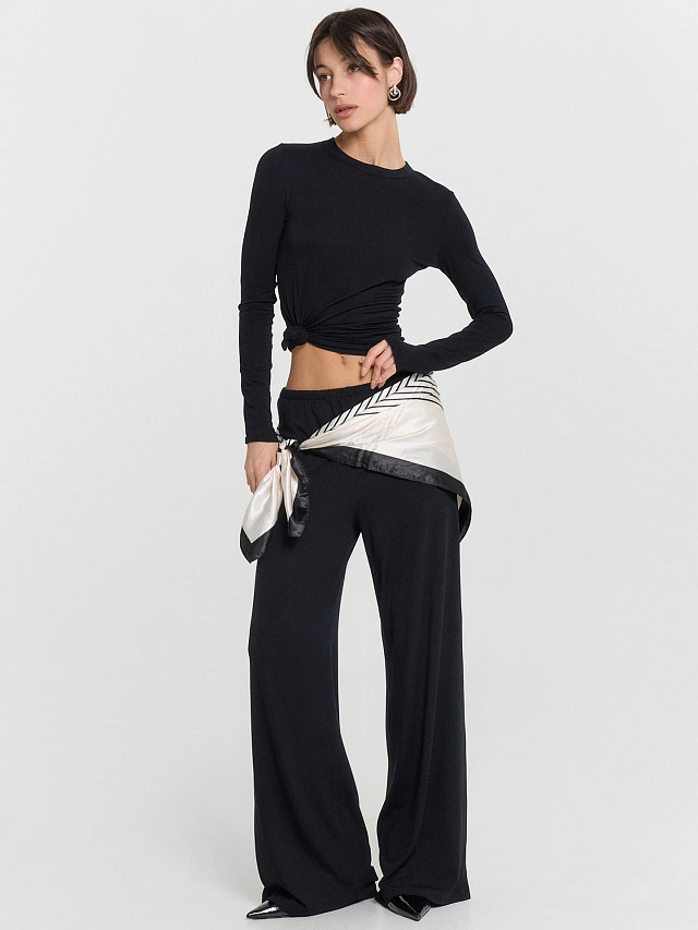 Комплект женский черный: лонгслив и брюки - 10