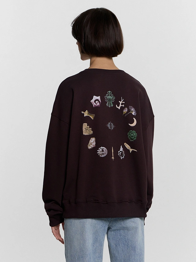 Свитшот женский коричневый с принтом - 2