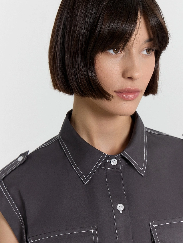 Блузка женская серая - 4