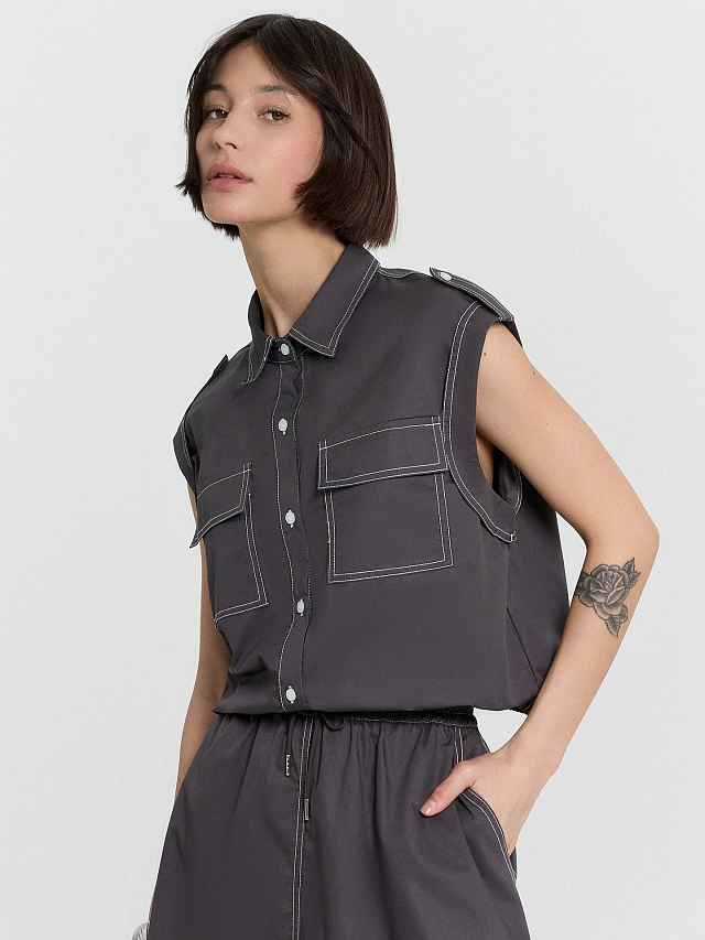 Блузка женская серая - 7