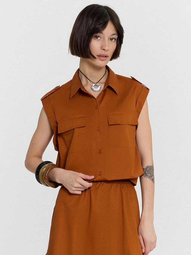 Блузка женская коричневая - 7