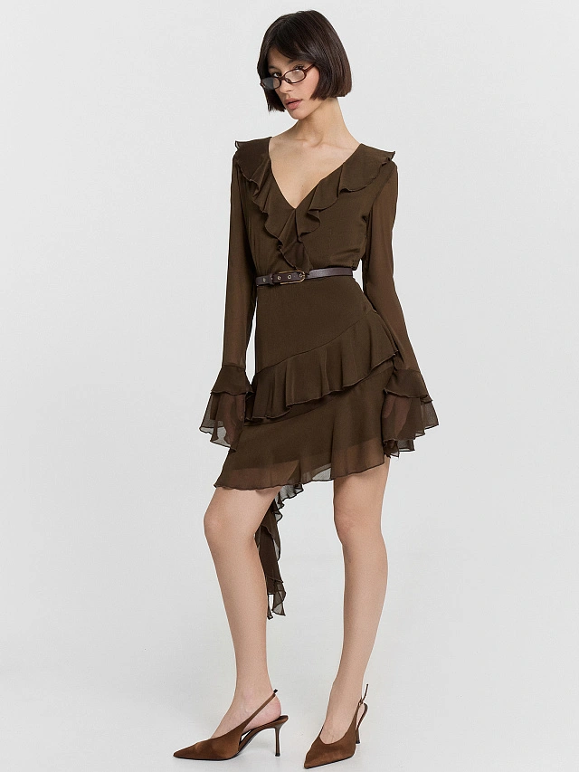 Платье женское коричневое - 8