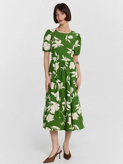 картинка Платье женское зеленое с цветочным принтом  от магазина стильной одежды Mark Formelle