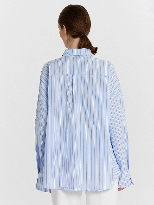 Рубашка женская голубая в полоску - 2