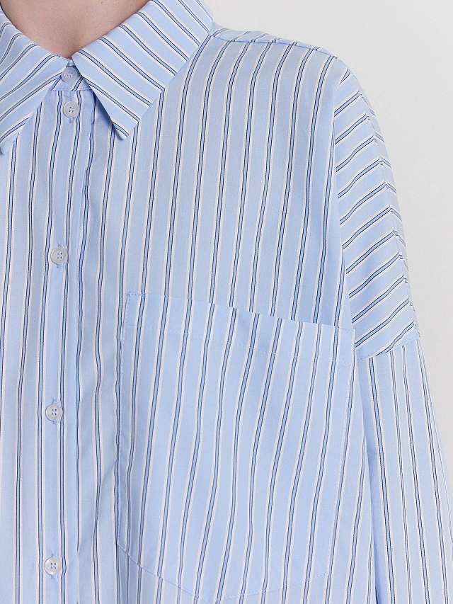 Рубашка женская голубая в полоску - 5