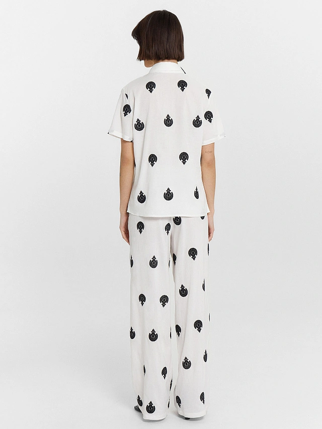 Комплект женский молочный с принтом - 3