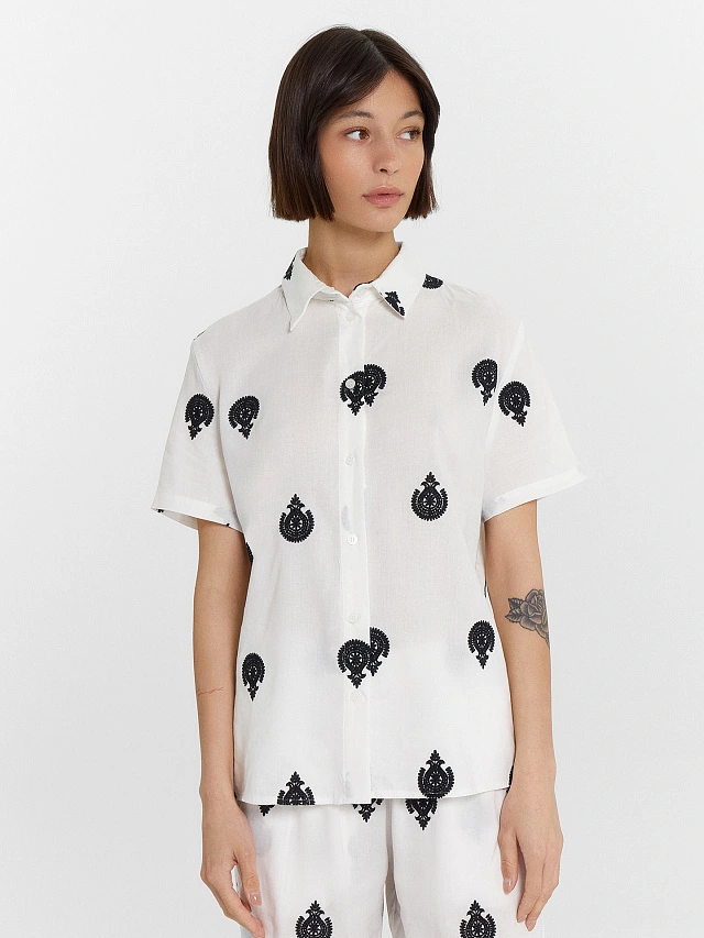 Комплект женский молочный с принтом - 4