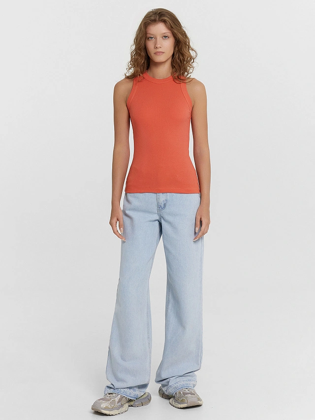 Топ женский оранжевый в рубчик - 3