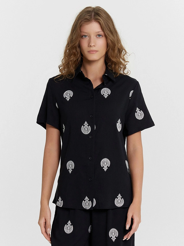 Комплект женский черный с принтом - 3