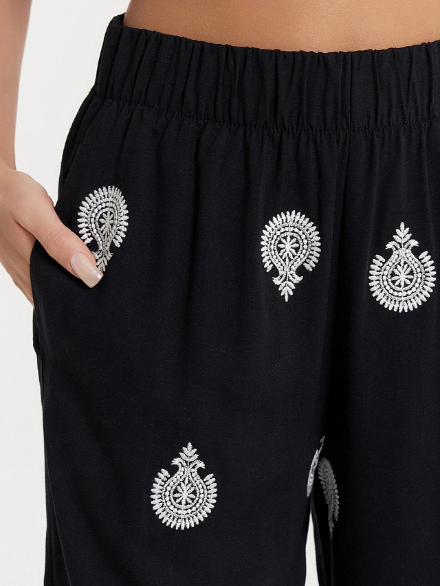 Комплект женский черный с принтом - 7