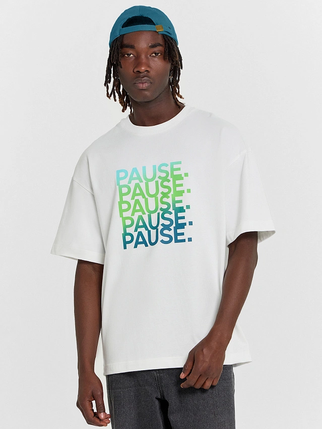 Футболка мужская белая с принтом "Pause." - 5