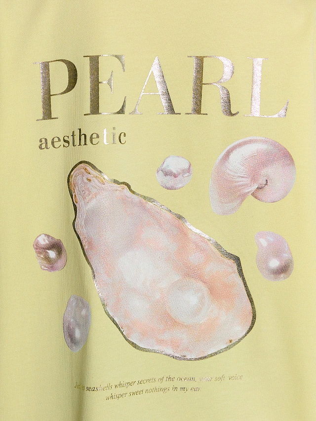 Футболка женская желтая с принтом "Pearl aesthrtic" - 5