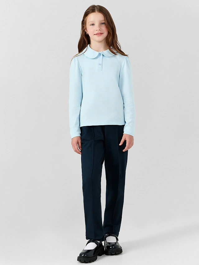 Поло для девочек голубое - 4