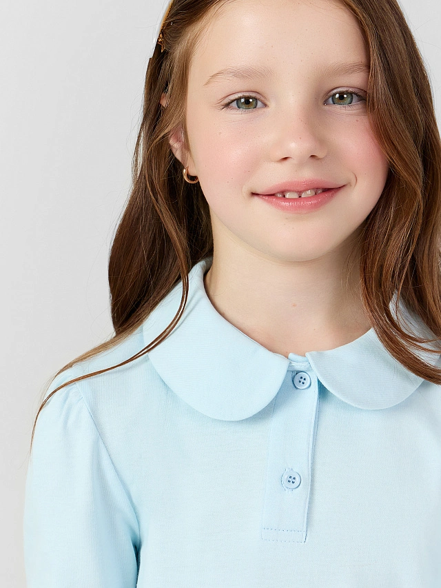 Поло для девочек голубое - 5