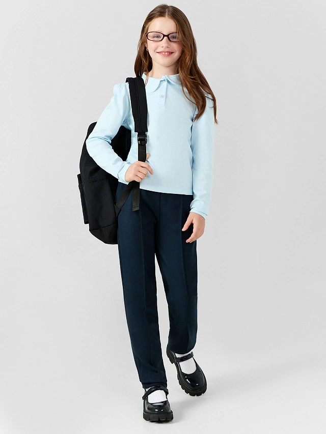 Поло для девочек голубое - 7