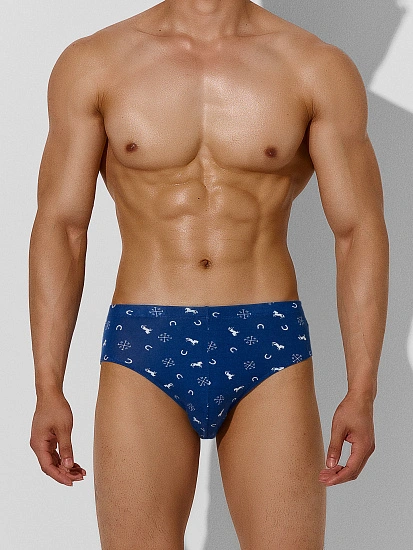 картинка Трусы плавки мужские синие с принтом  от магазина мужской одежды Mark Formelle