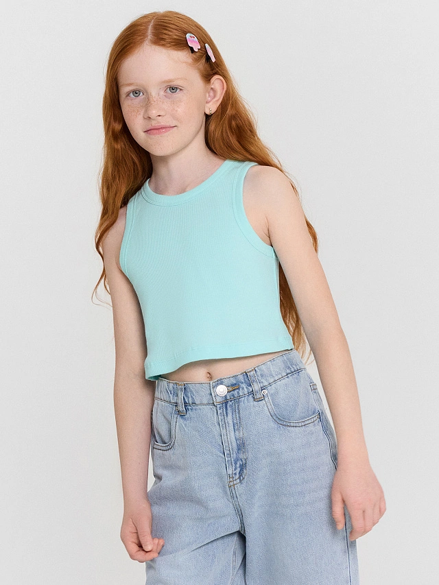 Топ для девочек голубой - 5