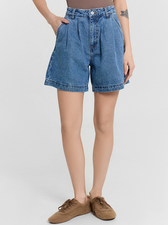 Шорты женские джинсовые синие - 2