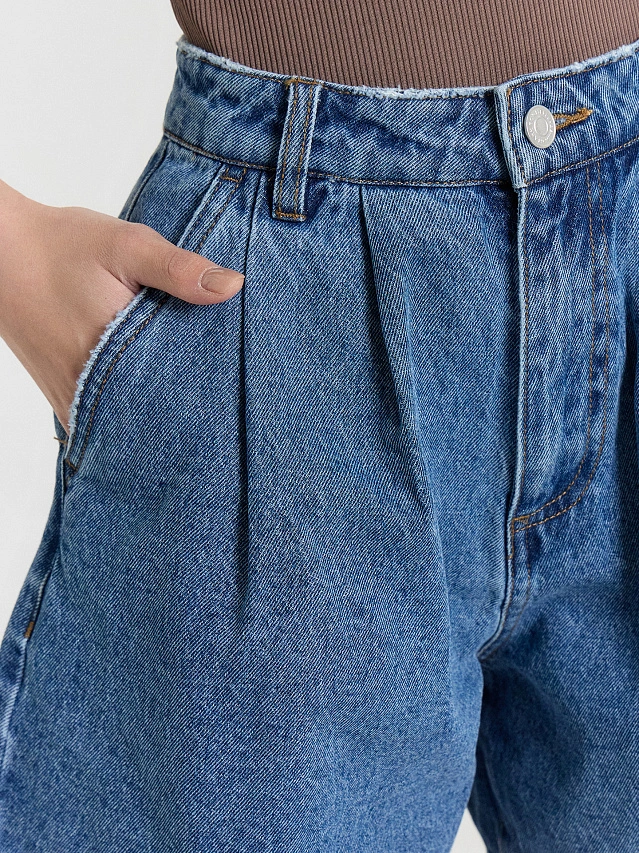 Шорты женские джинсовые синие - 4